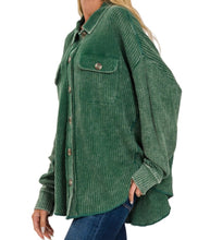 Load image into Gallery viewer, Amy Shacket - Waffle Long Sleeve Button Up Collard Shacket Top