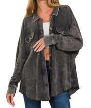 Load image into Gallery viewer, Amy Shacket - Waffle Long Sleeve Button Up Collard Shacket Top