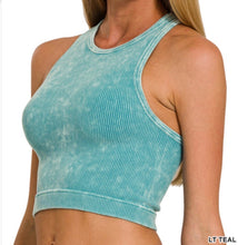 Load image into Gallery viewer, Taylor Racerback - Washed Ribbed Cropped Tank Top