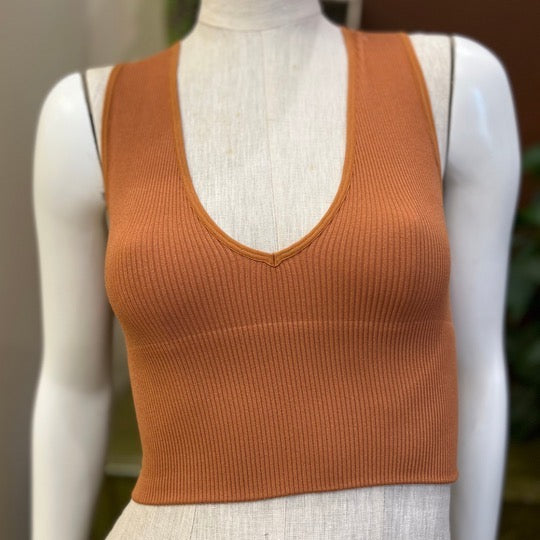 Dynamic Ribbed V-Neck Top 322