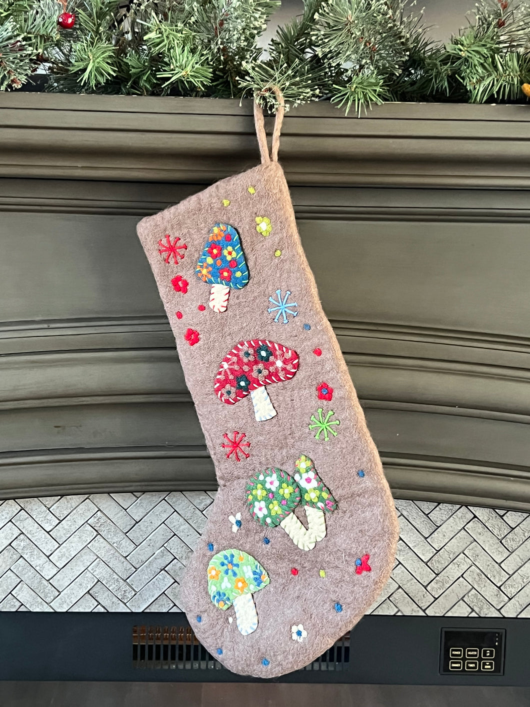 Felt Multi Mushroom Stocking