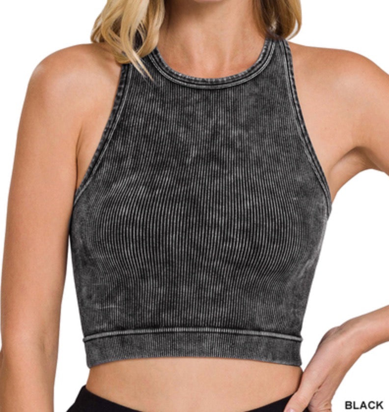 Taylor Racerback - Washed Ribbed Cropped Tank Top