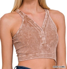Load image into Gallery viewer, Lucia Built-In Bra Tank - Zenana Button V-Neck Top
