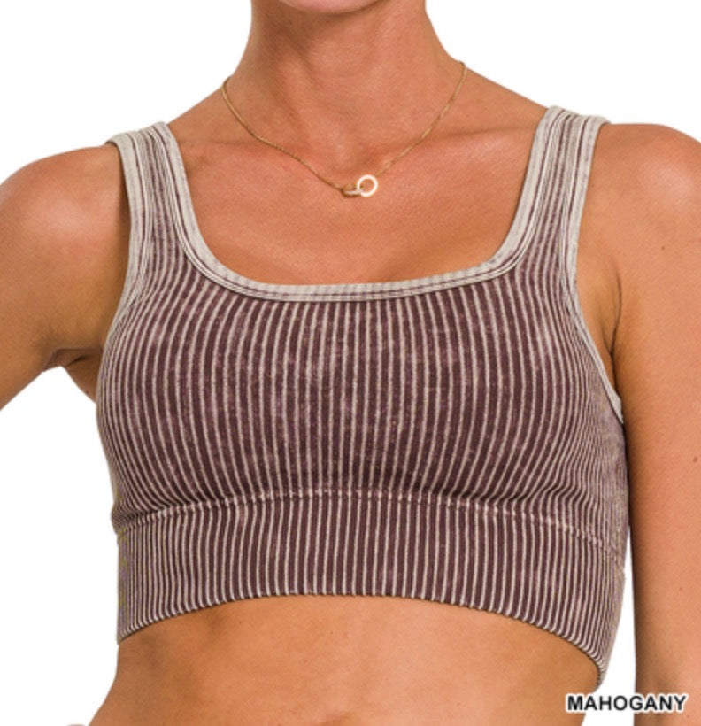 Lauren Built-In Bra Brami - Zenana Ribbed Cropped Tank Top