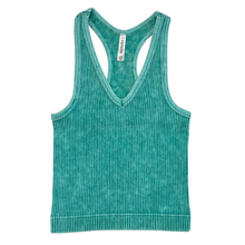 Load image into Gallery viewer, Stacy Racerback - Washed Ribbed V-Neck Tank Top
