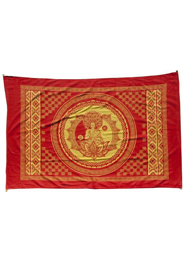 Lotus Mandala Meditating Buddha Tapestry