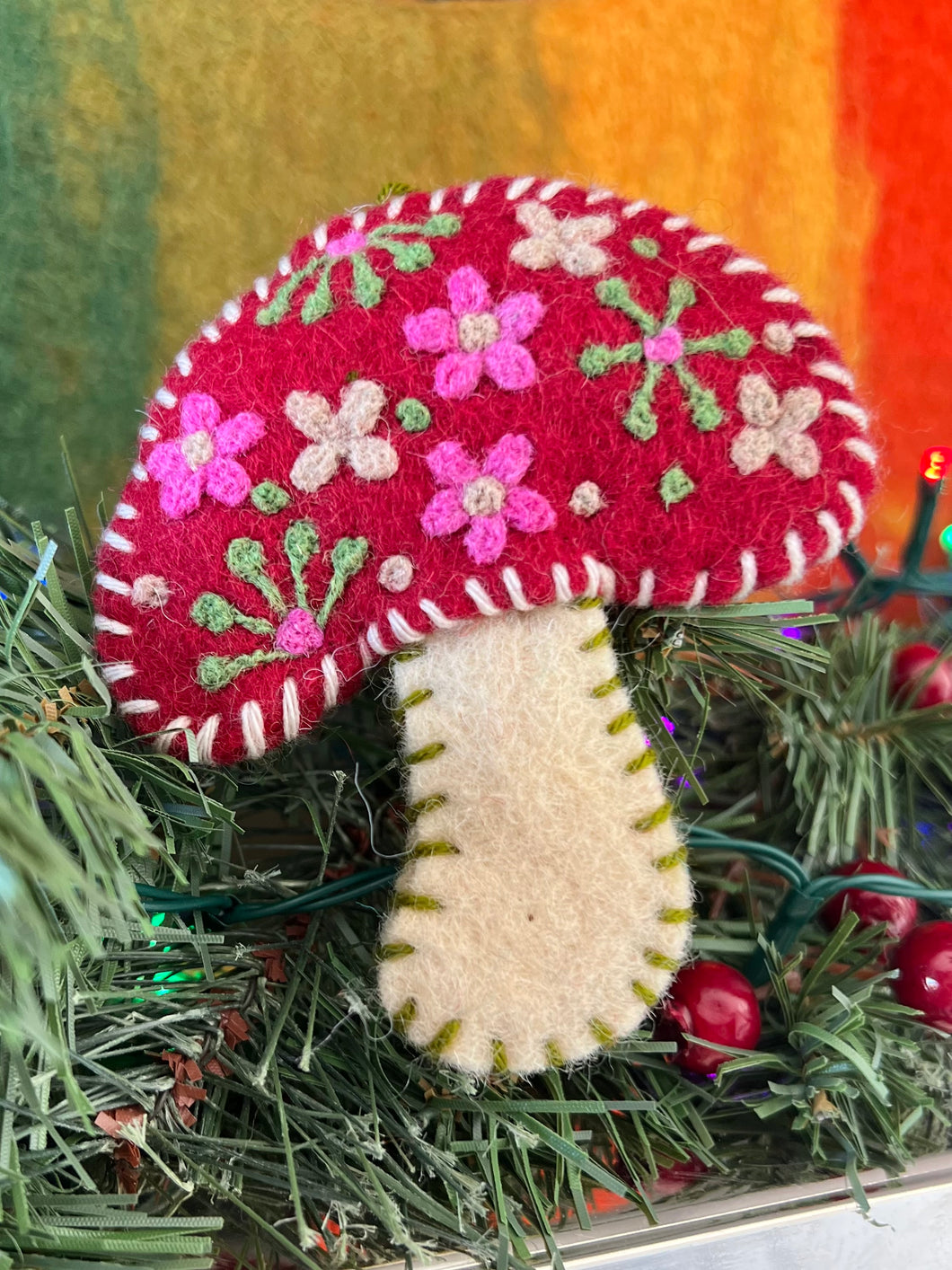 Red Felt Mushroom Ornament 3