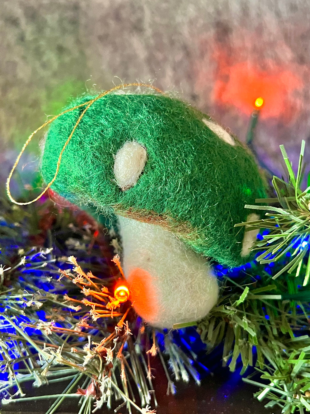 Green Felt Mushroom Ornament